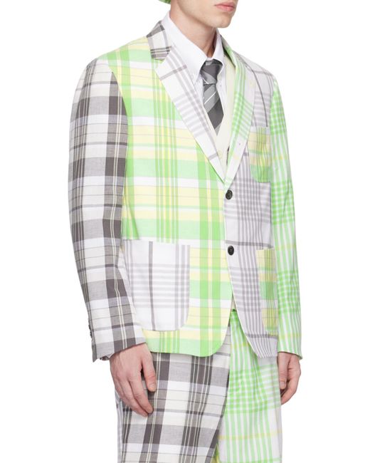 Thom Browne Green Checked Single-Breasted Blazer for men