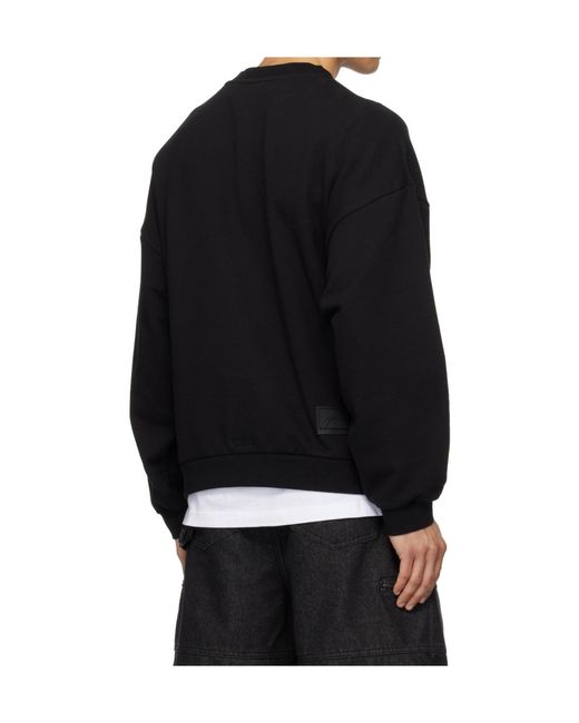 we11done Black Long-Sleeved Crew Neck Sweatshirt for men