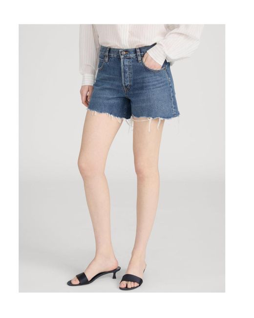 FRAME Blue The Long Hang Shorts