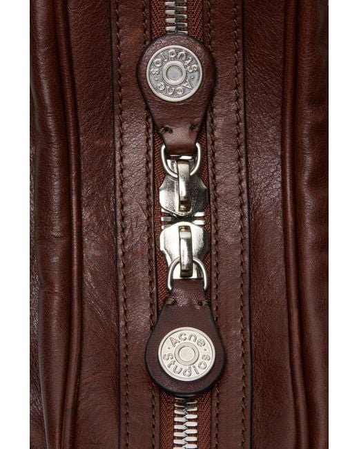 Acne Brown Camero Party Buckle Zip Leather Shoulder Bag