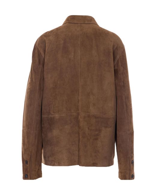 The Row Brown Long-Sleeve Leather Jacket for men