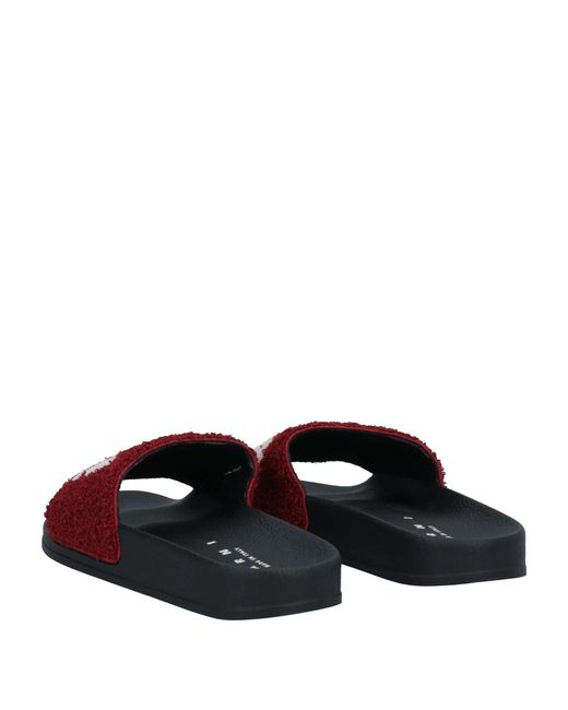 Marni Red Minimalist Solid Color Slippers