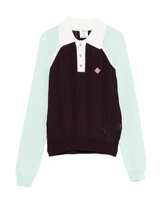 Casablanca Red Sporty Rib Polo Knitwear