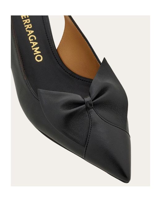 Ferragamo Brown Soft Bow Slingback Pump