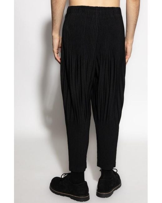Homme Plissé Issey Miyake Black Homme Plissé Issey Miyake Cropped Pleated Trousers for men