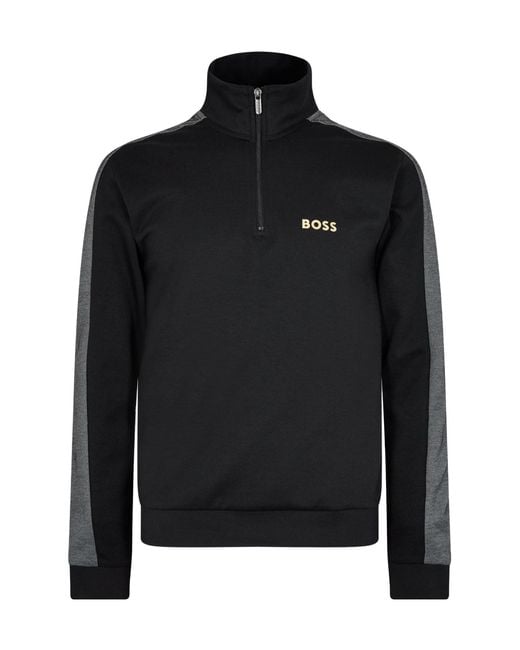 Boss Black Stand Collar Long-Sleeve Coat for men
