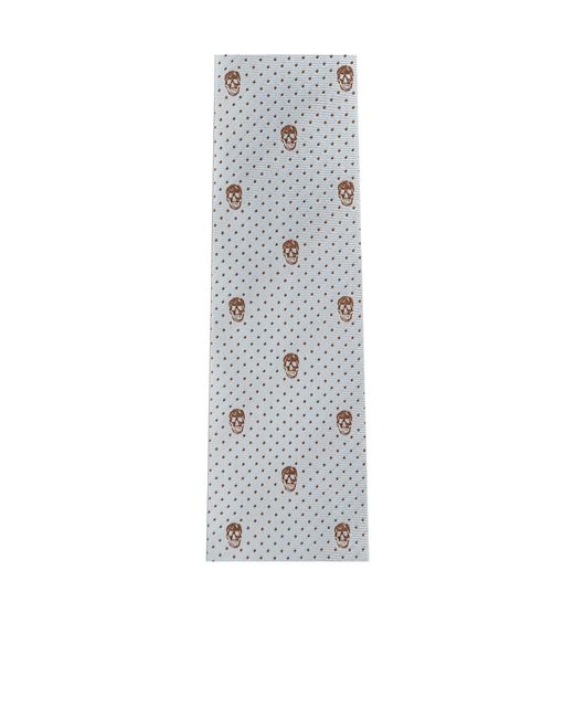 McQueen White Skull-Jacquard Pointed-Tip Tie for men