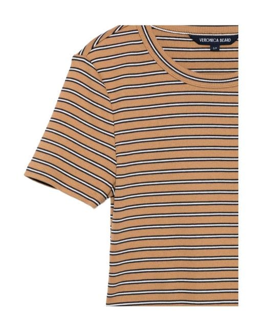 Veronica Beard Natural Pruitt Striped Ribbed T-Shirt