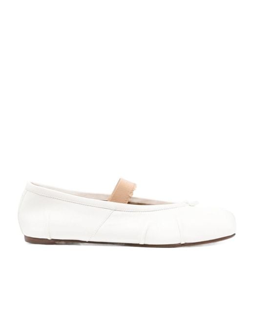 Maison Margiela White Tabi Elastic Band Ballerinas
