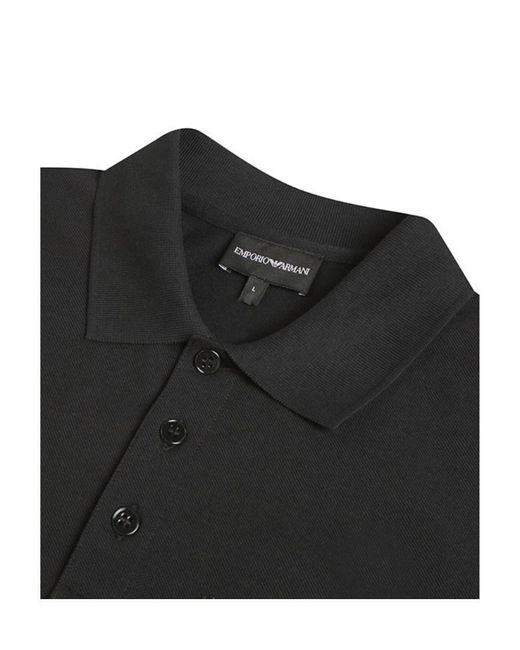 Emporio Armani Black Logo-Print Cotton Polo Shirt for men