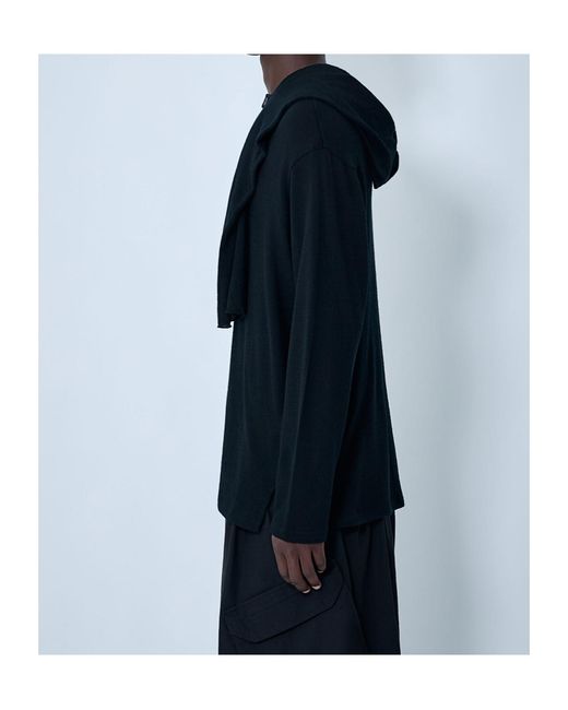 Yohji Yamamoto Blue Hooded Sweater for men