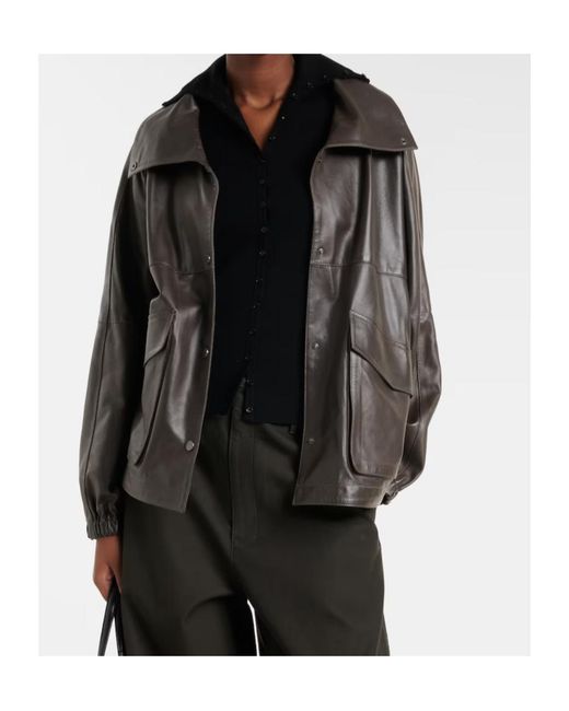 Nour Hammour Brown Anorak Leather Jacket