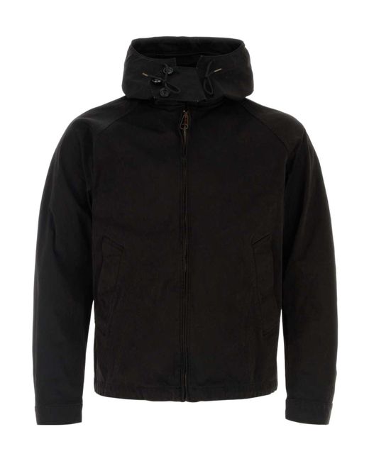 C P Company Black Zip-Up Hooded Drawstring Jacket for men