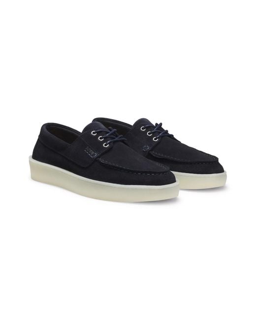 Boss Blue Lace-Up Boat Shoes for men
