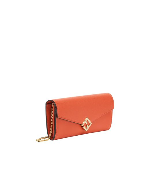 Fendi White Ff Diamonds Chain-Linked Continental Wallet