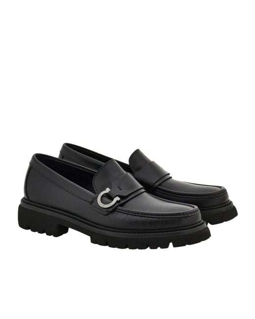 Ferragamo Black Ferragamo Gancini Ornament Loafers for men
