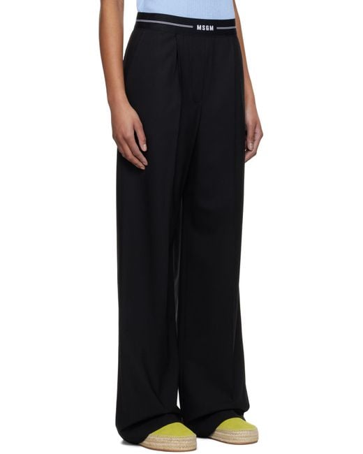 MSGM Black Logo-Waist Trousers