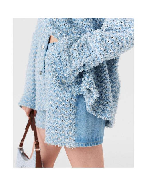 Stella McCartney Blue Mid-Rise Denim Bouclé Shorts
