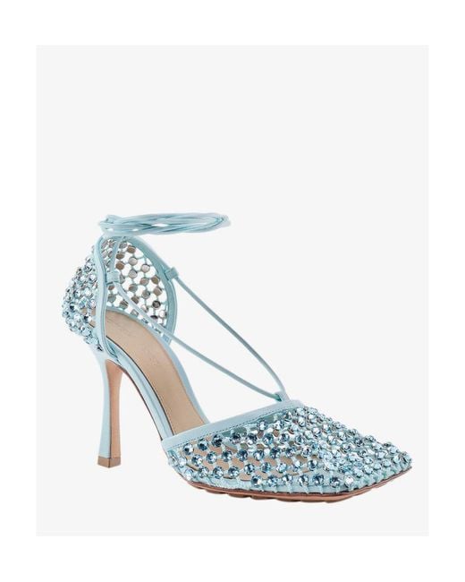 Bottega Veneta Blue Sparkle Stretch Sandals
