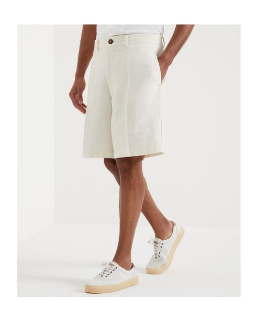 Brunello Cucinelli Natural Mid-Rise Bermuda Shorts for men