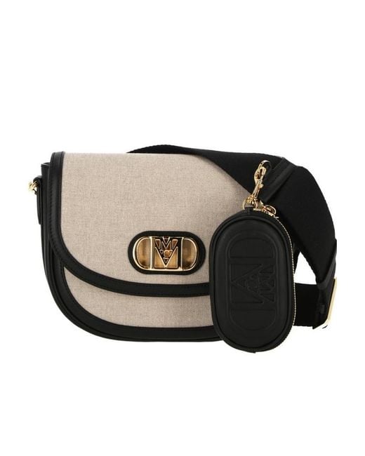 MCM Black Mode Travia Logo Plaque Small Crossbody Bag