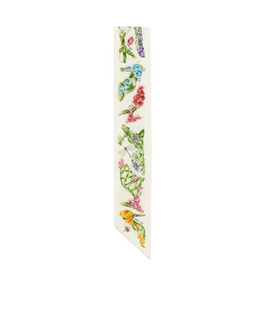 Ferragamo White Eden Shoes Print Silk Scarf