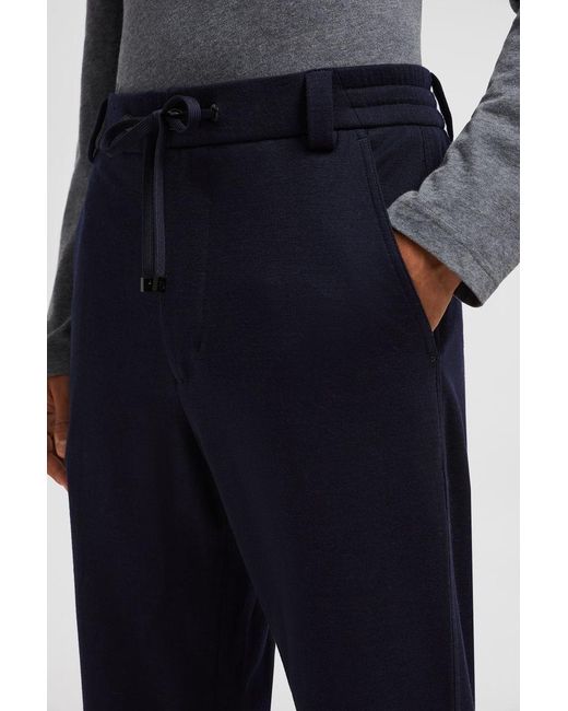 Moncler Blue Drawstring Straight-Leg Trousers for men