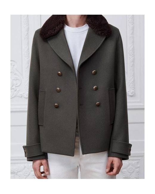 Dior Black Peacoat With Removable Collar for men