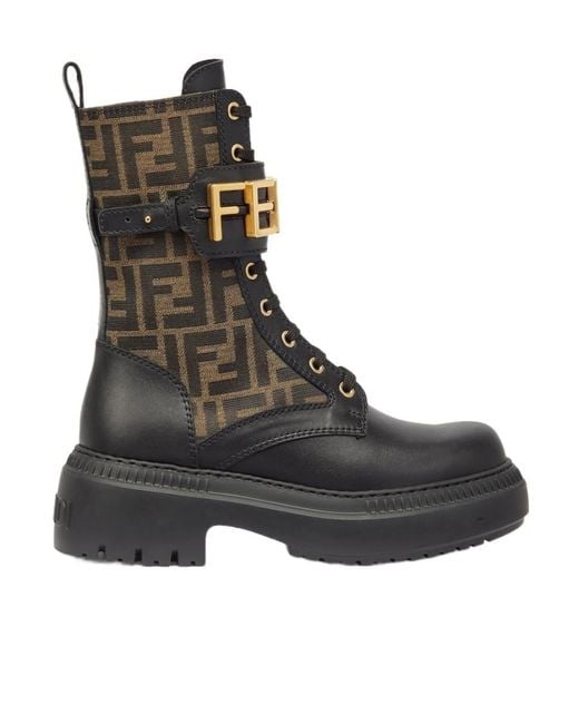Fendi Black Graphy Biker Boots