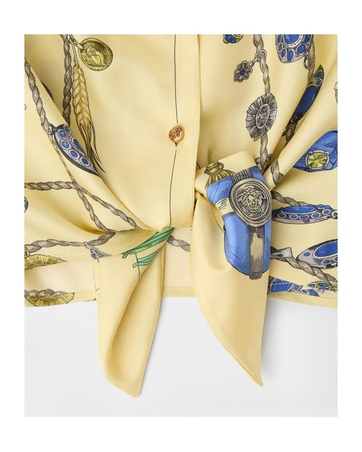Versace Metallic Jewellery-Print Tie-Waist Shirt