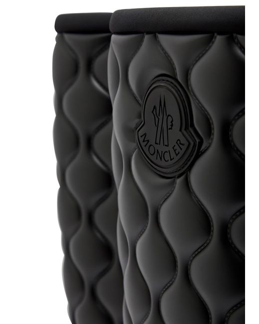 Moncler Black Kickstream High Quilted Rubber Wellington Boots