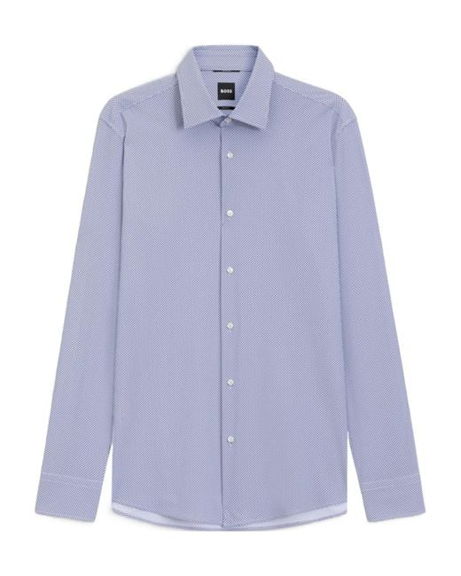 Boss Blue Geometric-Print Slim-Fit Shirt for men