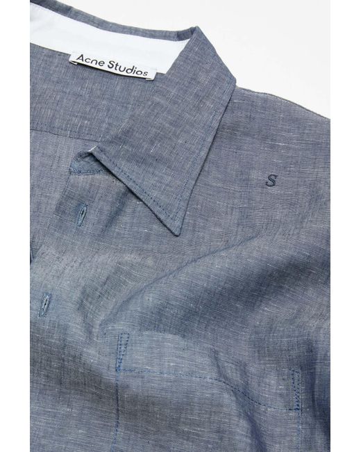 Acne Blue Chambray Button-Up Shirt for men