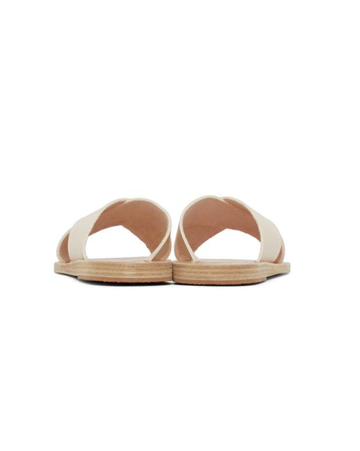 Ancient Greek Sandals White Thais Flat Leather Sandals