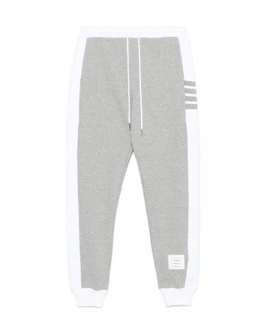 Thom Browne Gray Mid-Rise Jersey Track Trousers for men
