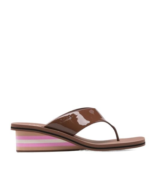 Chloé Brown Chloé Swimming Cool Wedge Heeled Sandals
