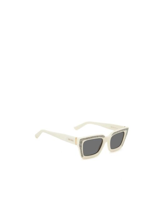 Jimmy Choo White Eyewear Rectangular Frame Sunglasses