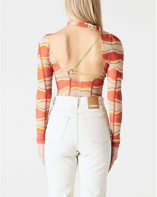 Jacquemus Orange Le Abanaba Semi-Sheer Bodysuit
