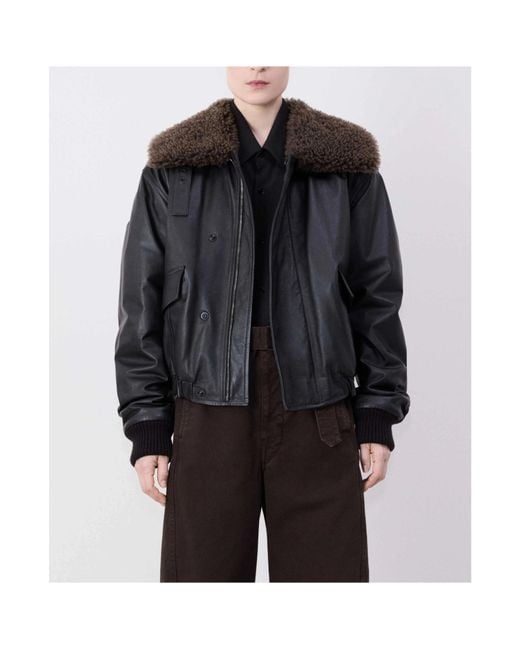 Lemaire Black Relaxed Fit Leather Blouson