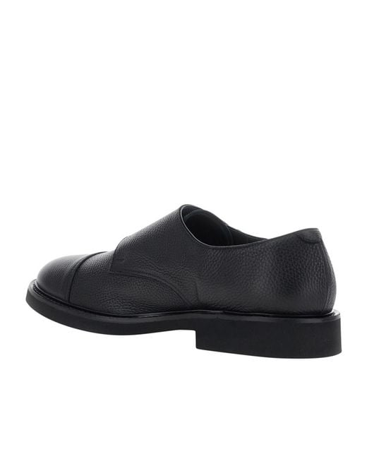 Doucal's Black Double-Buckle Loafers for men