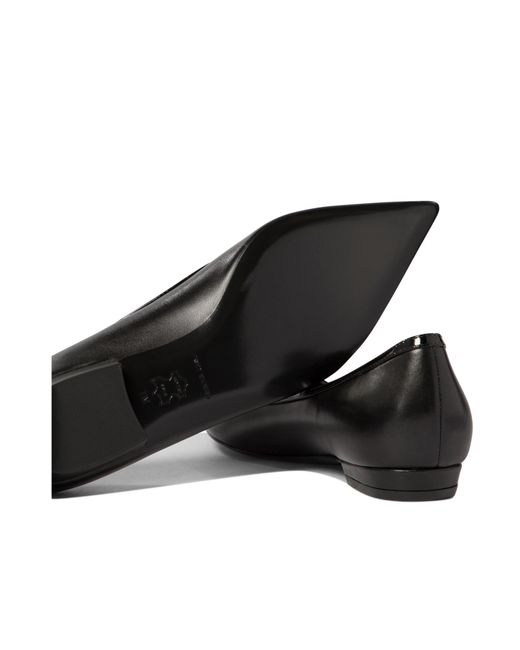 Tory Burch Black Double Buckle Pointed Toe Ballet Flats