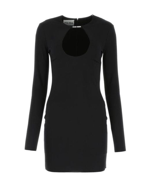 Miu Miu Black Stretch Nylon Mini Dress