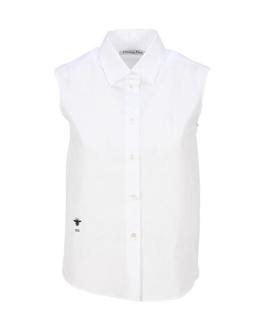 Dior White Sleeveless Lapel Shirt