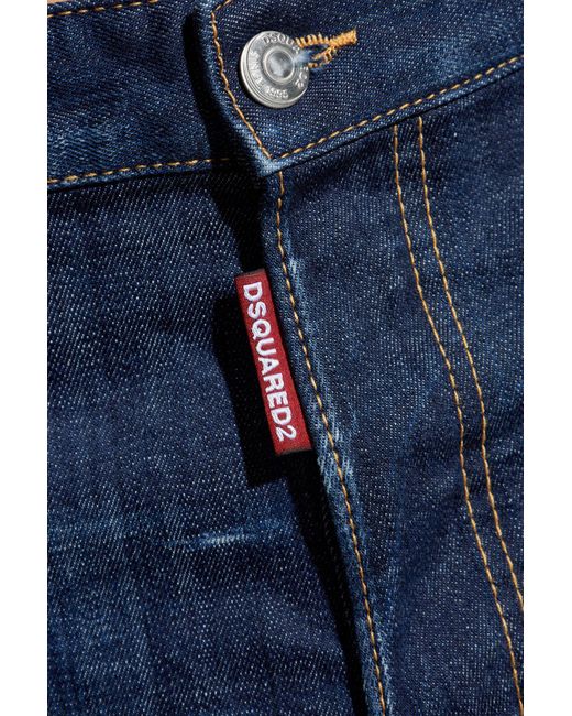 DSquared² Blue Logo Patch Straight-Leg Jeans for men