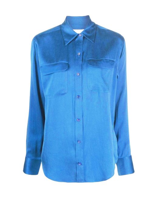 Equipment Blue Signature Silk Shirt
