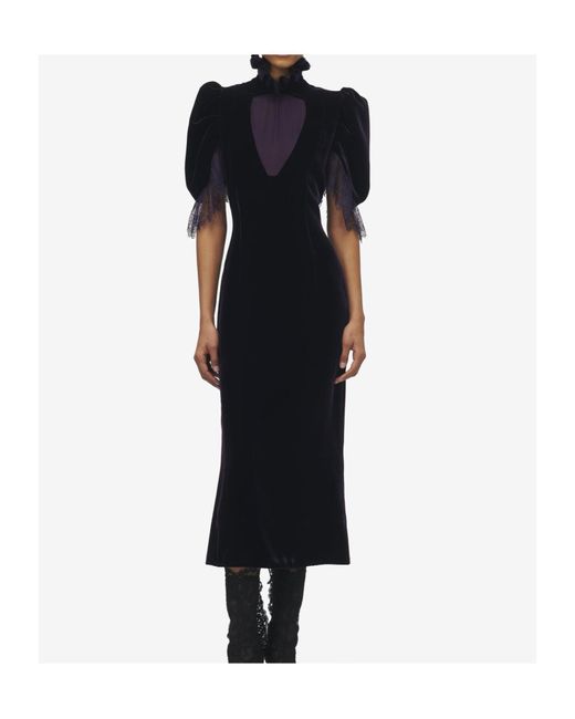 Alexander McQueen Black Ruffled Velvet Dress
