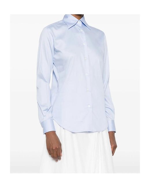 Mazzarelli Blue Long-Sleeve Button-Up Shirt