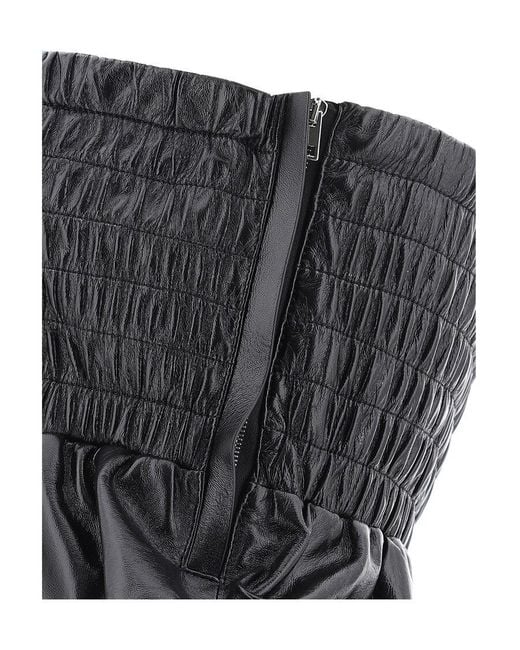 Bottega Veneta Black Wide-Leg Leather Jumpsuit