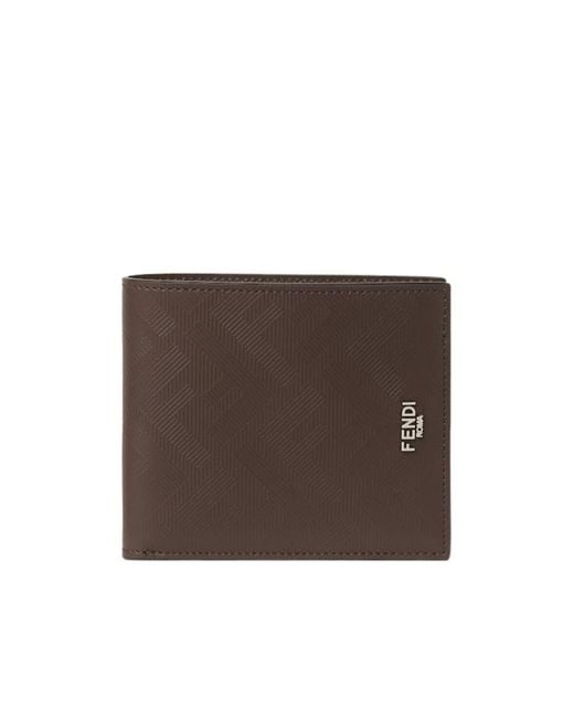 Fendi Brown Shadow Bi-Fold Wallet for men