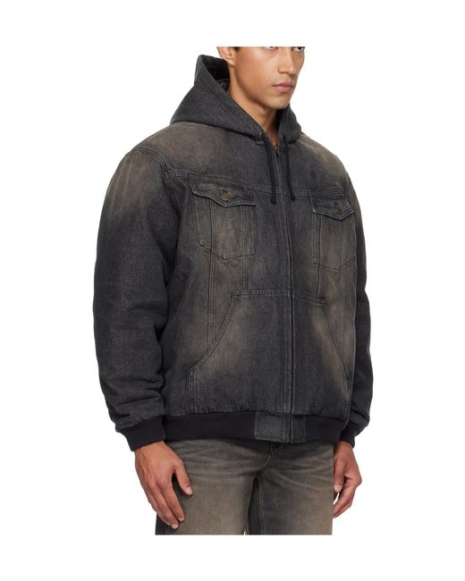 Egonlab Gray Hooded Denim Jacket for men